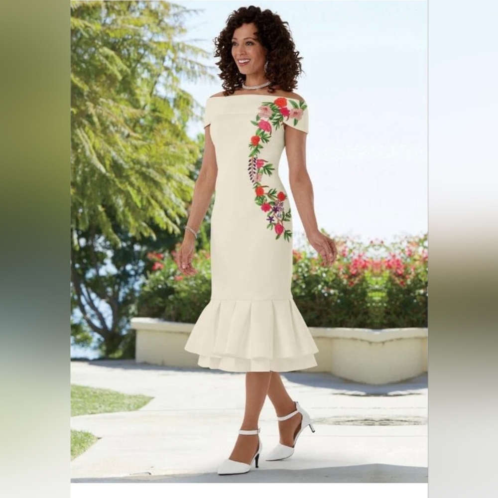 NWT Garland & Grace Dress Off the Shoulder Scuba Dress